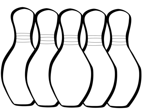 Five Bowling Pins Coloring Page